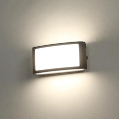 Rectangular wall light fixture on a plain wall
