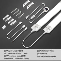 Set of LED strip lights with components on a dark background