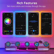 Smart device interface with various features on a gradient background