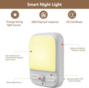 Smart night light with features highlighted on a white background