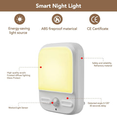 Smart night light with features highlighted on a white background
