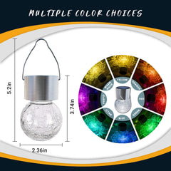 Solar lantern with color wheel and dimensions on a white background