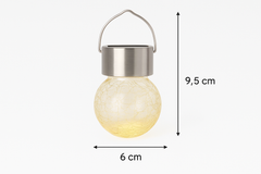 Solar lantern with dimensions labeled on a white background