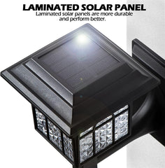 Solar panel with text highlighting its durability and performance