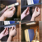 Step-by-step installation guide for a piece of furniture with hands performing actions.