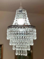 Terry Crystal 5-Tier Beaded Chandelier Light Shade – Elegant Clear Acrylic Droplets