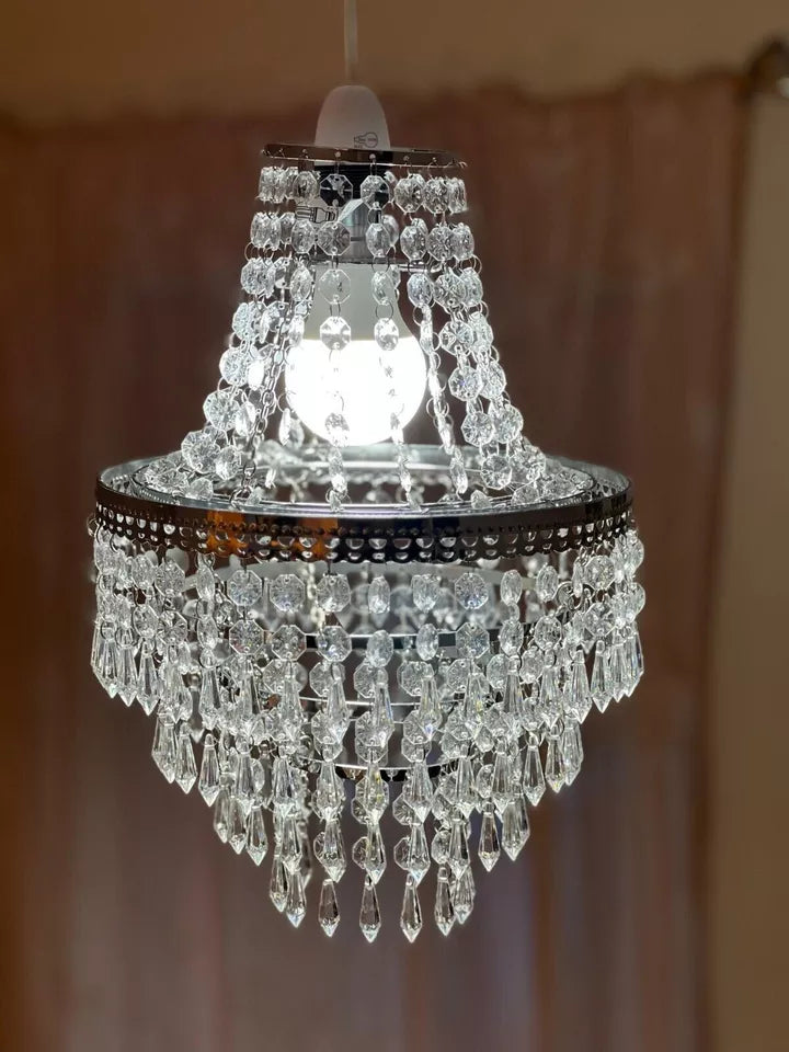 Terry Crystal 5-Tier Beaded Chandelier Light Shade – Elegant Clear Acrylic Droplets