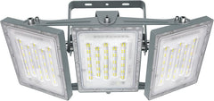 Triple flood light with LED lights on a white background