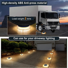 Truck with high-density ABS anti-press material and driveway lights demonstrating load capacity and outdoor use.