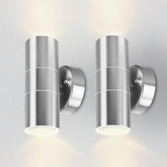 Two cylindrical wall lights on a white background