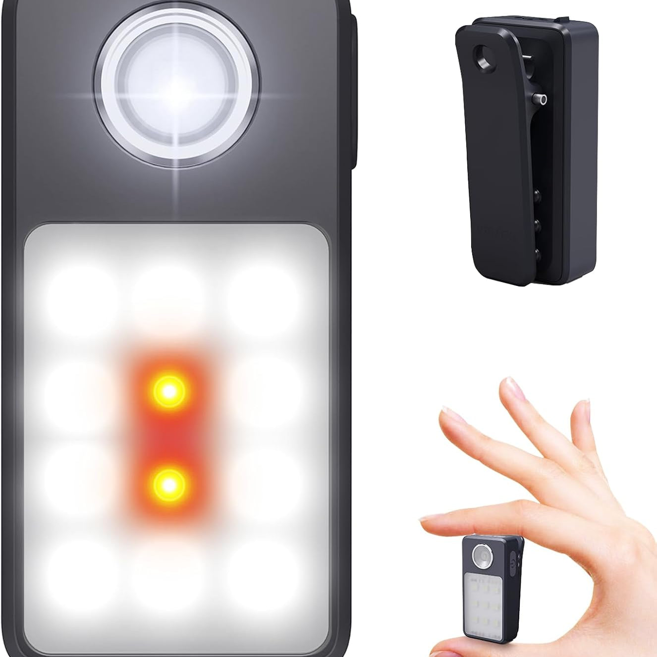 USB-C Rechargeable Running Light – 3 Modes, Clip-On Torch with Flood, Spot & Red Strobe, IPX7 Waterproof Compact LED Flashlight