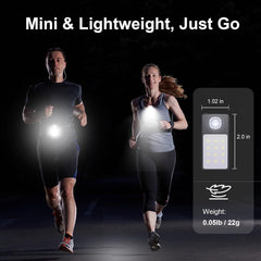 USB-C Rechargeable Running Light – 3 Modes, Clip-On Torch with Flood, Spot & Red Strobe, IPX7 Waterproof Compact LED Flashlight