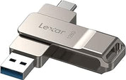 USB flash drive with multiple connectors on a white background