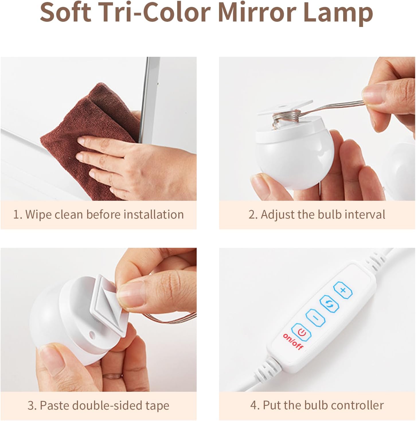 USB powered vanity lights

10 bulb makeup mirror kit

