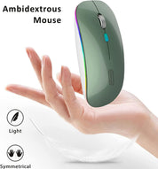 Uiosmuph Bluetooth Mouse, 2.4G & Bluetooth Wireless Mouse for Laptop, Slim Rechargeable Mice Ergonomic Portable Optical Mouse for Notebook/PC/Computer/MacOS/Android (Green)