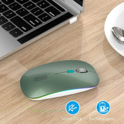 Uiosmuph Bluetooth Mouse, 2.4G & Bluetooth Wireless Mouse for Laptop, Slim Rechargeable Mice Ergonomic Portable Optical Mouse for Notebook/PC/Computer/MacOS/Android (Green)