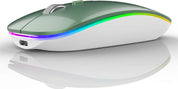 Uiosmuph Bluetooth Mouse, 2.4G & Bluetooth Wireless Mouse for Laptop, Slim Rechargeable Mice Ergonomic Portable Optical Mouse for Notebook/PC/Computer/MacOS/Android (Green)