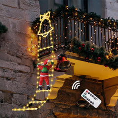 Santa Claus LED Ladder Lights Warm White, 8 Modes Christmas Decoration