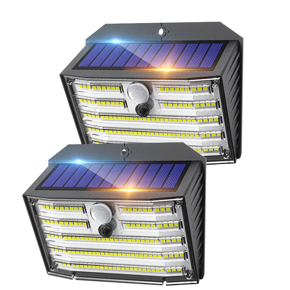 Super Bright Black LED Solar Wall Lights with Motion Sensor – 3000LM