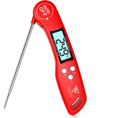 Digital Instant Read Meat Thermometer Red – Ultra-Fast Cooking Probe with Backlit LCD