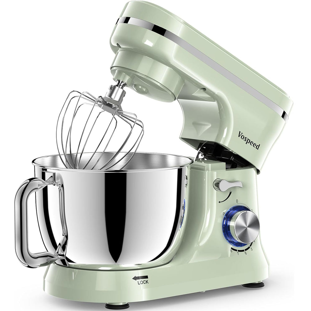 Vospeed Stand Mixer 5QT 1000W Tilt-Head Kitchen Mixer – 8 Speed Electric Food Mixer with Dough Hook, Whisk, Beater & Bowl – Green