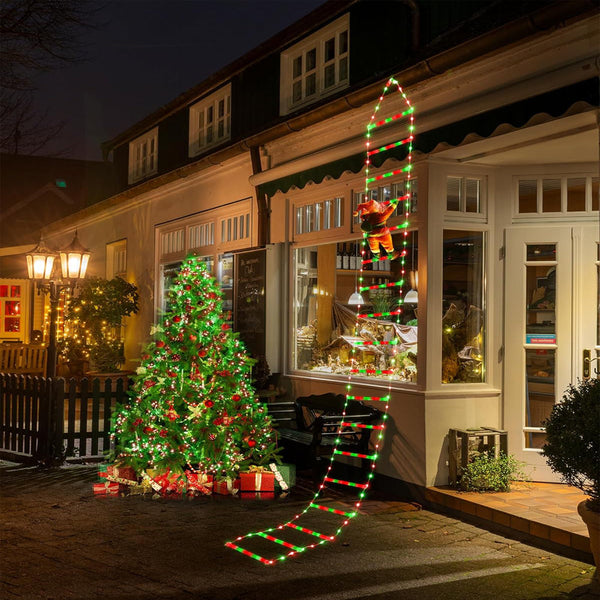 Christmas Ladder Lights 9.9Ft Santa Climbing 338 LED Red & Green Outdo ...