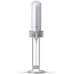 Rechargeable Milk Frother Handheld with USB-C Charging Stand Silver