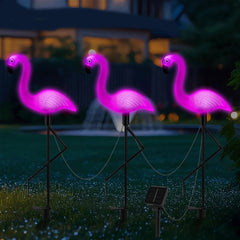 Flamingo Solar Stake Lights Outdoor Garden Pathway Lamp Black
