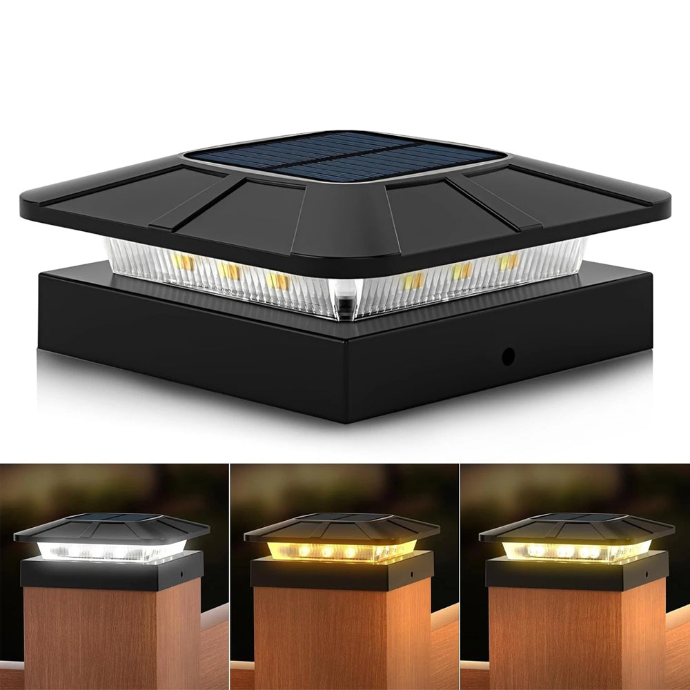 Solar Post Cap Light 3 Mode Dimmable LED Garden Fence Lamp Waterproof