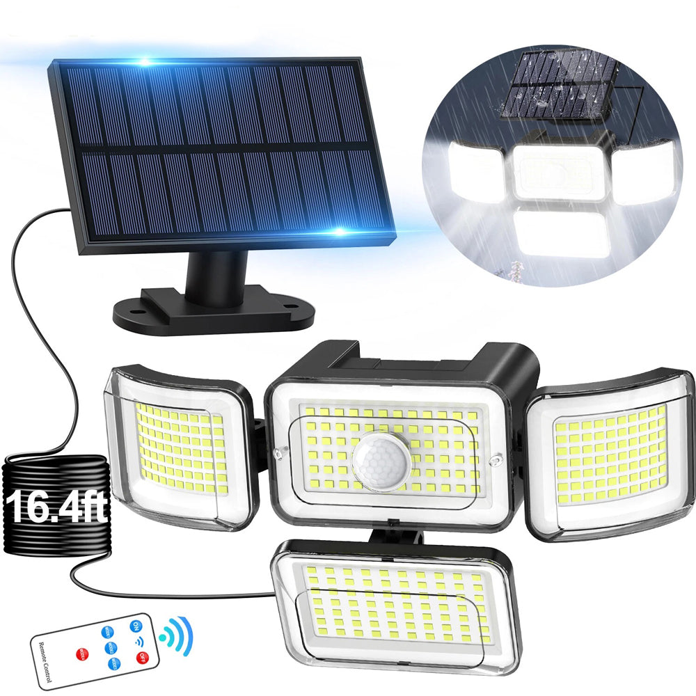 LED Solar PIR Motion Sensor Wall Light Black Outdoor Garden Lamp