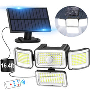 LED Solar PIR Motion Sensor Wall Light Black Outdoor Garden Lamp