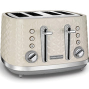 Morphy Richards Vector 4 Slice Toaster 1800W – Cream High Gloss Geometric Design with Variable Width Slots, Defrost, Reheat & Crumb Tray