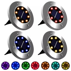 Silver LED Solar Ground Lights Outdoor Garden Path Deck Lamp