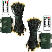 2 Pack Warm White Battery Fairy Lights 5M Green Wire with Remote & Timer