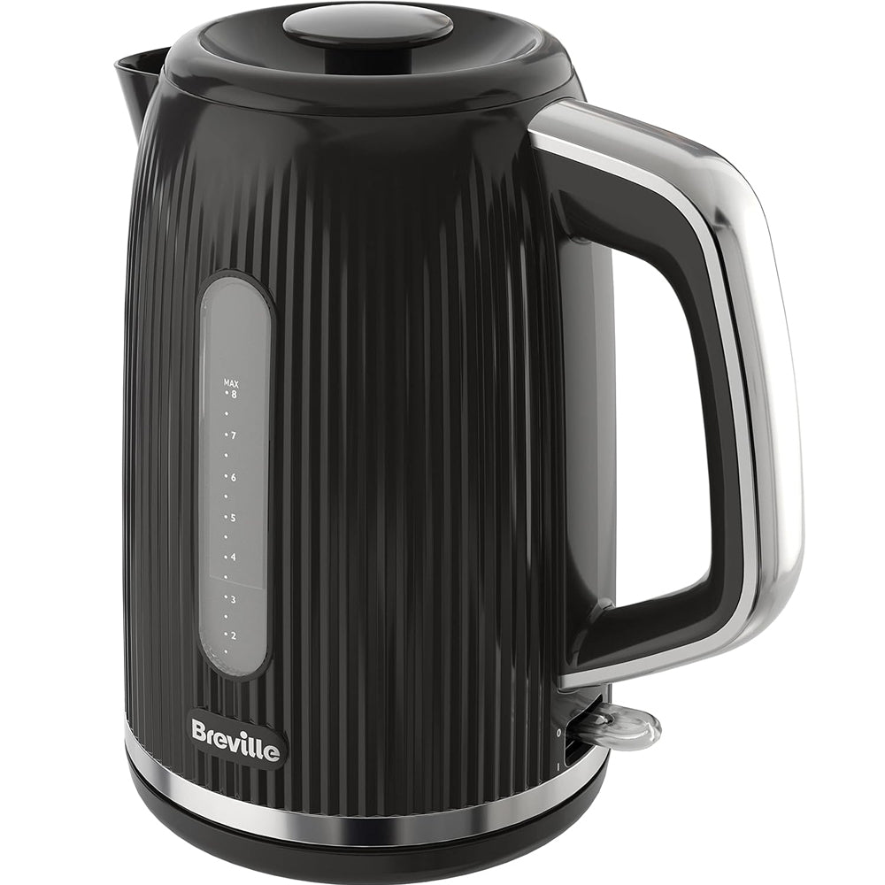 Bold Black Electric Kettle – 1.7L, 3kW Fast Boil, Gloss Textured Finish with Chrome Accents & Easy Clean Design