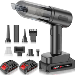 Zunth 30000PA Black Cordless Car Vacuum Cleaner – Dual Battery, Portable
