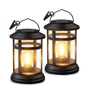 Solar Lantern Hanging Lights Black LED Outdoor Patio Garden Decor
