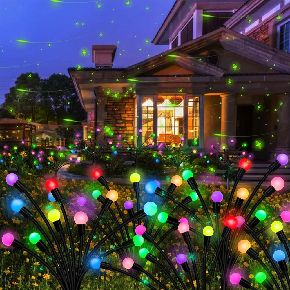 2PCS Solar Firefly Lights Outdoor LED Garden Pathway Decor – Black