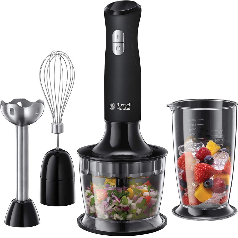 Desire 3-in-1 Electric Hand Blender 500W – Mini Chopper, Whisk & Stick Blender Set with Beaker & 500ml Bowl – Stainless Steel
