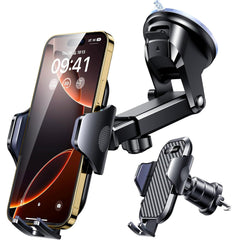 VANMASS 2025 Black Car Phone Holder with Upgraded Suction & Vent Clip