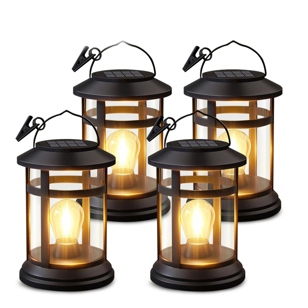 Solar Lantern Hanging Lights Black LED Outdoor Patio Garden Decor