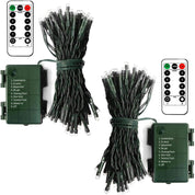 2 Pack Cool White Battery Fairy Lights 5M 50 LED Green Wire with Remote