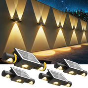 LED Solar Fence Lights Black IP65 Outdoor Wall Garden Decorative Lamps