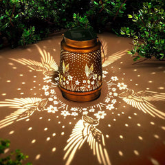 Hummingbird Brown Metal Solar Lantern LED Outdoor Hanging Light