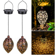 Vintage Metal Hanging Solar Lantern Outdoor Garden Light – Copper/Black