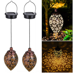 Vintage Metal Hanging Solar Lantern Outdoor Garden Light – Copper/Black