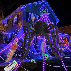 Spider Web Lights Halloween Outdoor 250 LED with Giant 48
