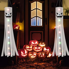 Halloween Ghost Windsocks 180CM with 2M LED Lights Outdoor Decor 2PCS