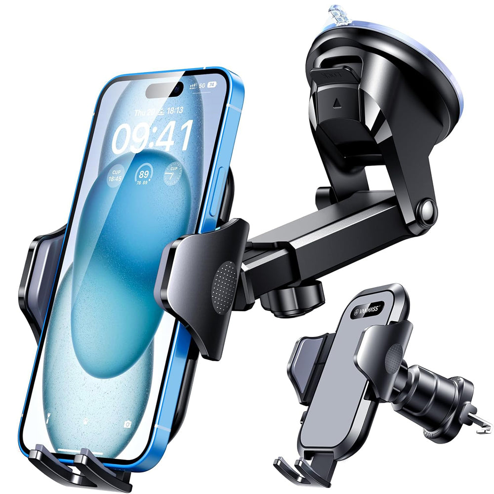 Military Grade Car Phone Holder Mount Gray – Universal Dashboard & Vent Stand