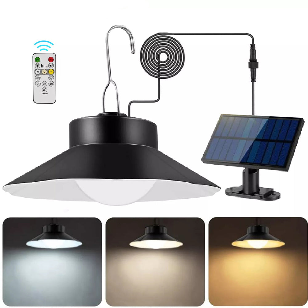 LED Solar Pendant Light with Remote & Timer – 3 Color Modes, Waterproof